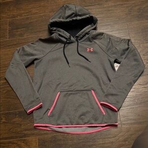 Under Armour Gray Hoodie with Pink Accents. ColdGear